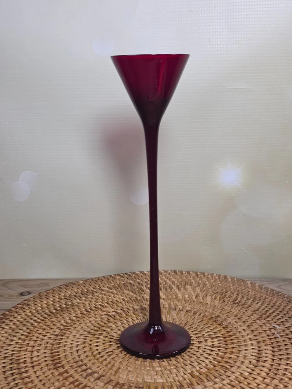 Vtg Multi Color Blown Glass Trumpet Cordial Glasses Set 6 Elongated Stem MCM
